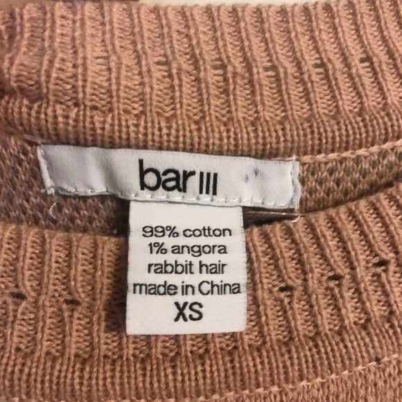 BAR III XS Peach Tan Pullover Crewneck Sweater Cheetah Angora Rabbit Hair Cotton - Picture 4 of 5